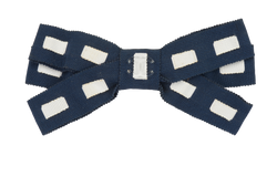 Chanel 17P CC Bow Hair Clip, Fabric, White/Navy, MIF, 2*